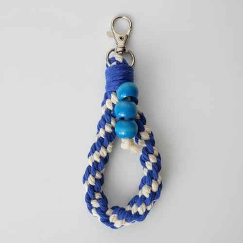 Chunky Cotton Loop Keychain with Wooden Beads
