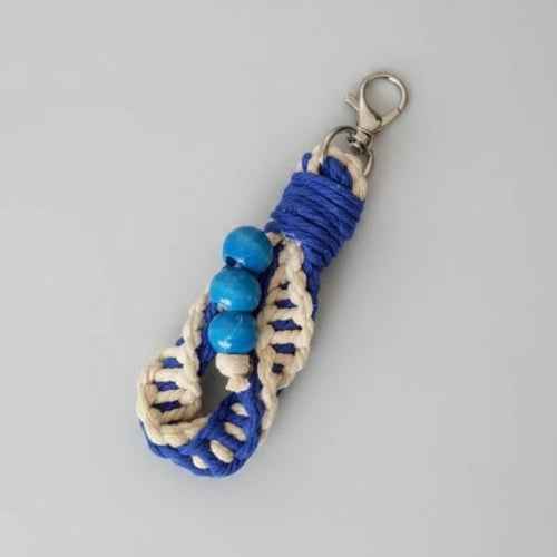 Chunky Cotton Loop Keychain with Wooden Beads
