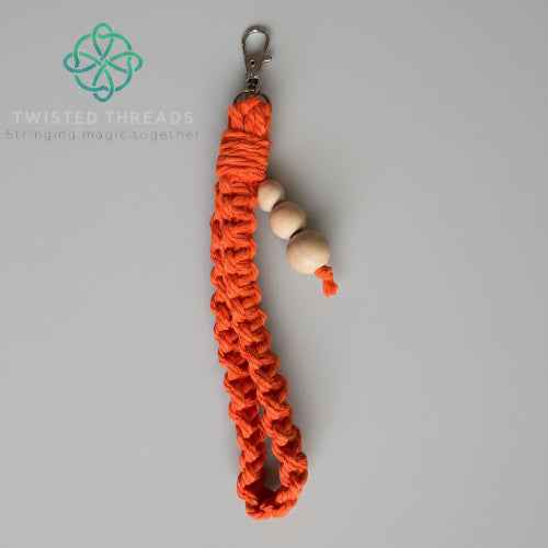 Large Macrame Square Knot Wristlet Keychain