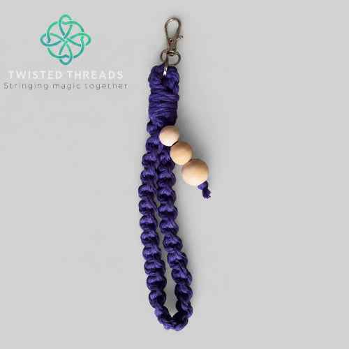 Large Macrame Square Knot Wristlet Keychain