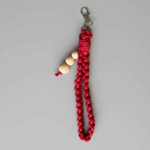 Large Macrame Square Knot Wristlet Keychain