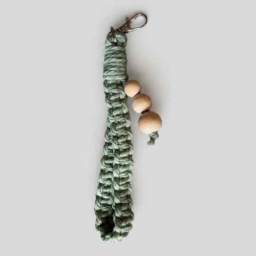 Large Macrame Square Knot Wristlet Keychain