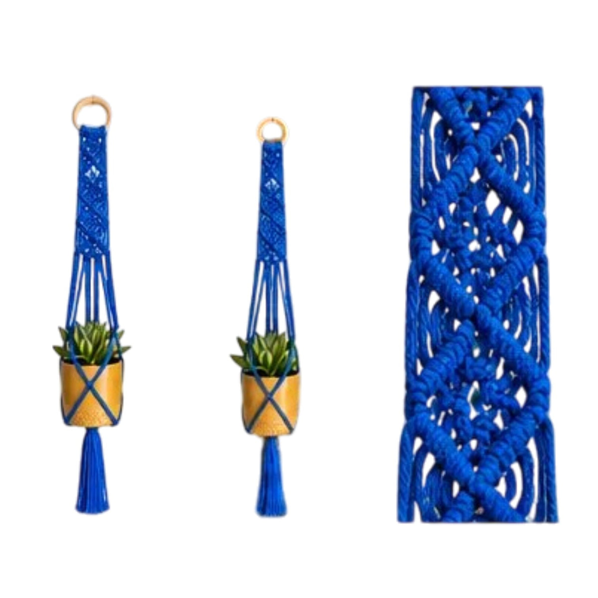 Macrame Plant Hanger - Signature Square Knot Diamonds