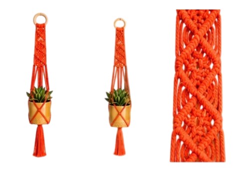 Macrame Plant Hanger - Signature Square Knot Diamonds