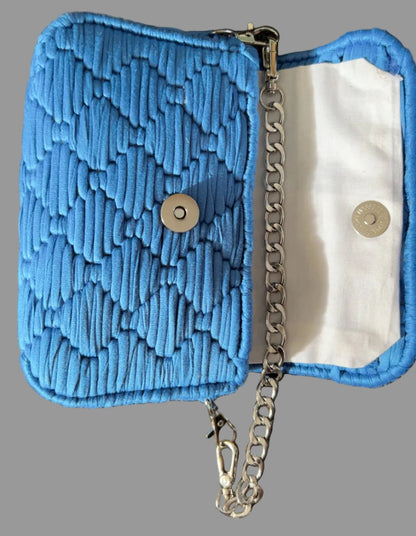 Twisted Threads Au Threadline 05 Sapphire Mini Clutch handbag with sleek design and vibrant blue color.