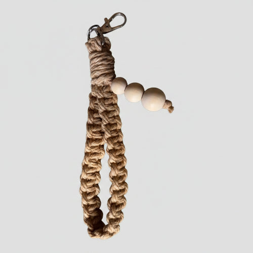 Yellow Large Square Knot Wristlet from Twisted Threads Au keychain collection, featuring a woven square knot design.