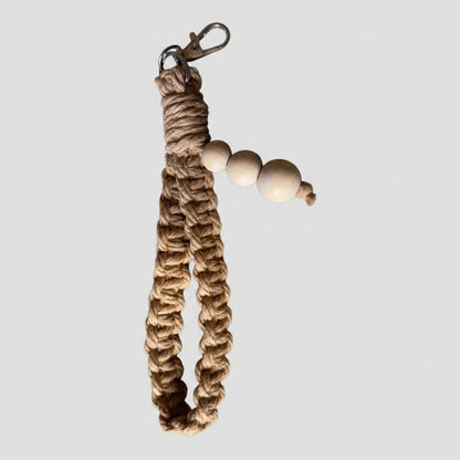 Yellow Large Square Knot Wristlet from Twisted Threads Au keychain collection, featuring a woven square knot design.