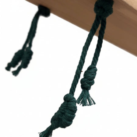 Close-up of Twisted Threads Au Still Canopy Shelf showcasing detailed functional fibre art with intricate weaving and natural textures.