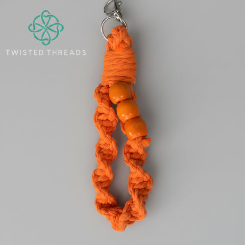 Beige Colour Drenched Wristlet Keychain from Twisted Threads Au, medium size, part of the keychain collection.