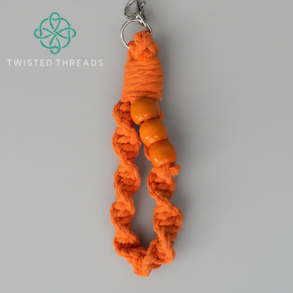 Beige Colour Drenched Wristlet Keychain from Twisted Threads Au, medium size, part of the keychain collection.