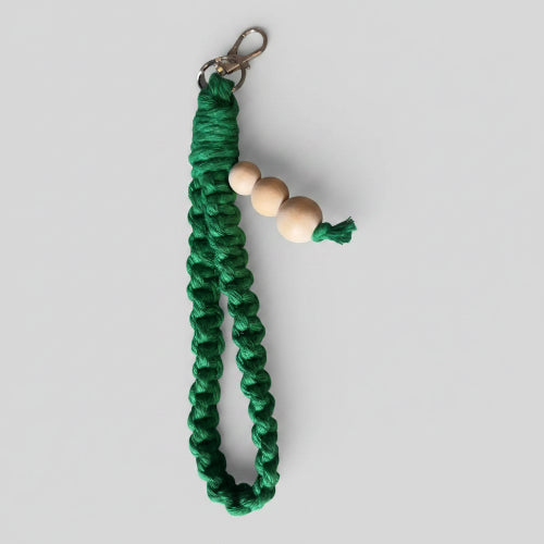 Yellow Large Square Knot Wristlet keychain from Twisted Threads Au keychain collection, featuring a woven square knot design.