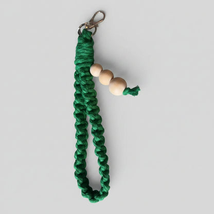 Yellow Large Square Knot Wristlet keychain from Twisted Threads Au keychain collection, featuring a woven square knot design.