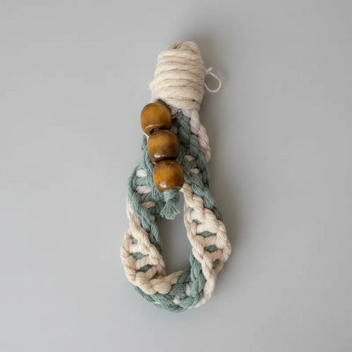 Sage green Twisted Threads Au chunky loop keychain with double spiral design from the keychain collection.