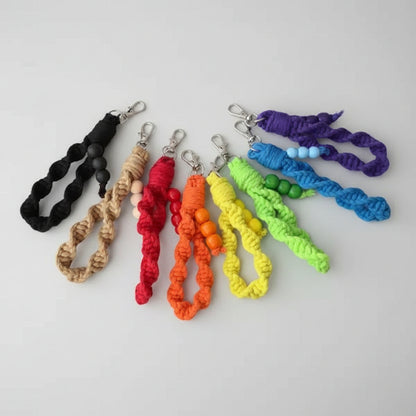 Beige Colour Drenched Wristlet Medium from Twisted Threads Au keychain collection, featuring a stylish, textured design.