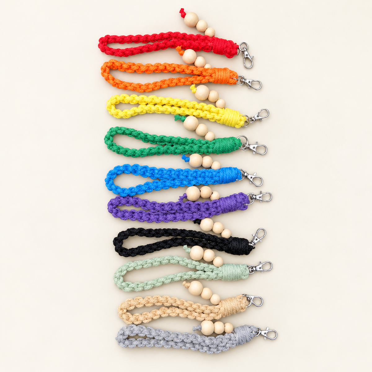 Large Macrame Square Knot Wristlet Keychain