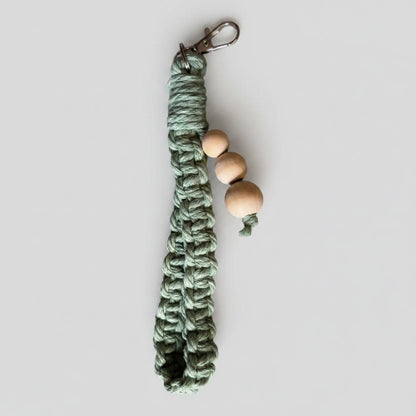 Yellow large square knot wristlet keychain from Twisted Threads Au keychain collection with woven design.