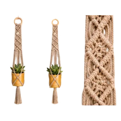 Macrame Plant Hanger - Signature Square Knot Diamonds