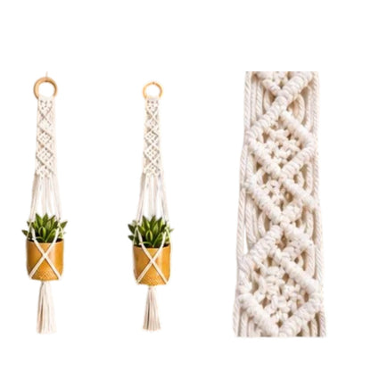 Macrame Plant Hanger - Signature Square Knot Diamonds