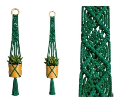 Macrame Plant Hanger - Signature Square Knot Diamonds