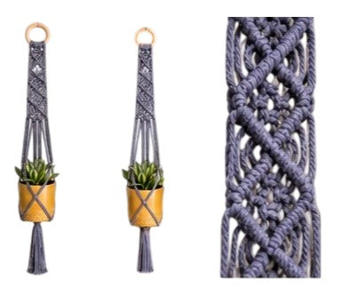 Macrame Plant Hanger - Signature Square Knot Diamonds