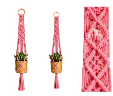 Macrame Plant Hanger - Signature Square Knot Diamonds
