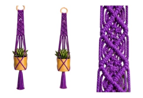 Macrame Plant Hanger - Signature Square Knot Diamonds