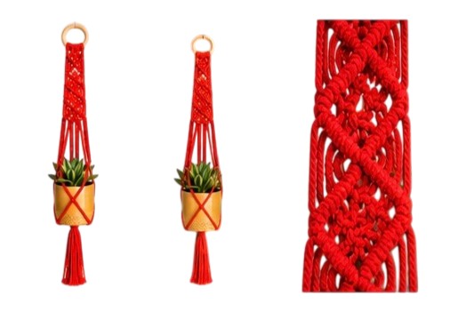 Macrame Plant Hanger - Signature Square Knot Diamonds