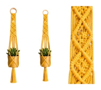 Macrame Plant Hanger - Signature Square Knot Diamonds