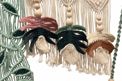 Twisted Threads Au Still Canopy Shelf made of functional fibre art with sculpted leaf details, showcasing intricate craftsmanship.