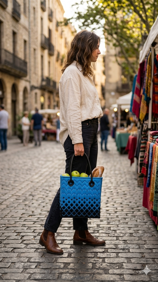 Twisted Threads Au Threadline 08 Faded Theory handbag in outdoor lifestyle setting, showcasing its stylish design and textured material.