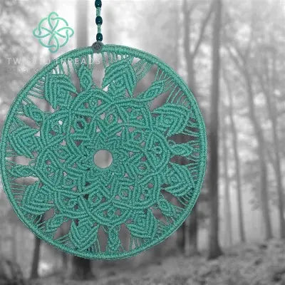 Macrame wall hanging named Forest Whisper by Twisted Threads Au featuring intricate knots and natural cotton fibers.